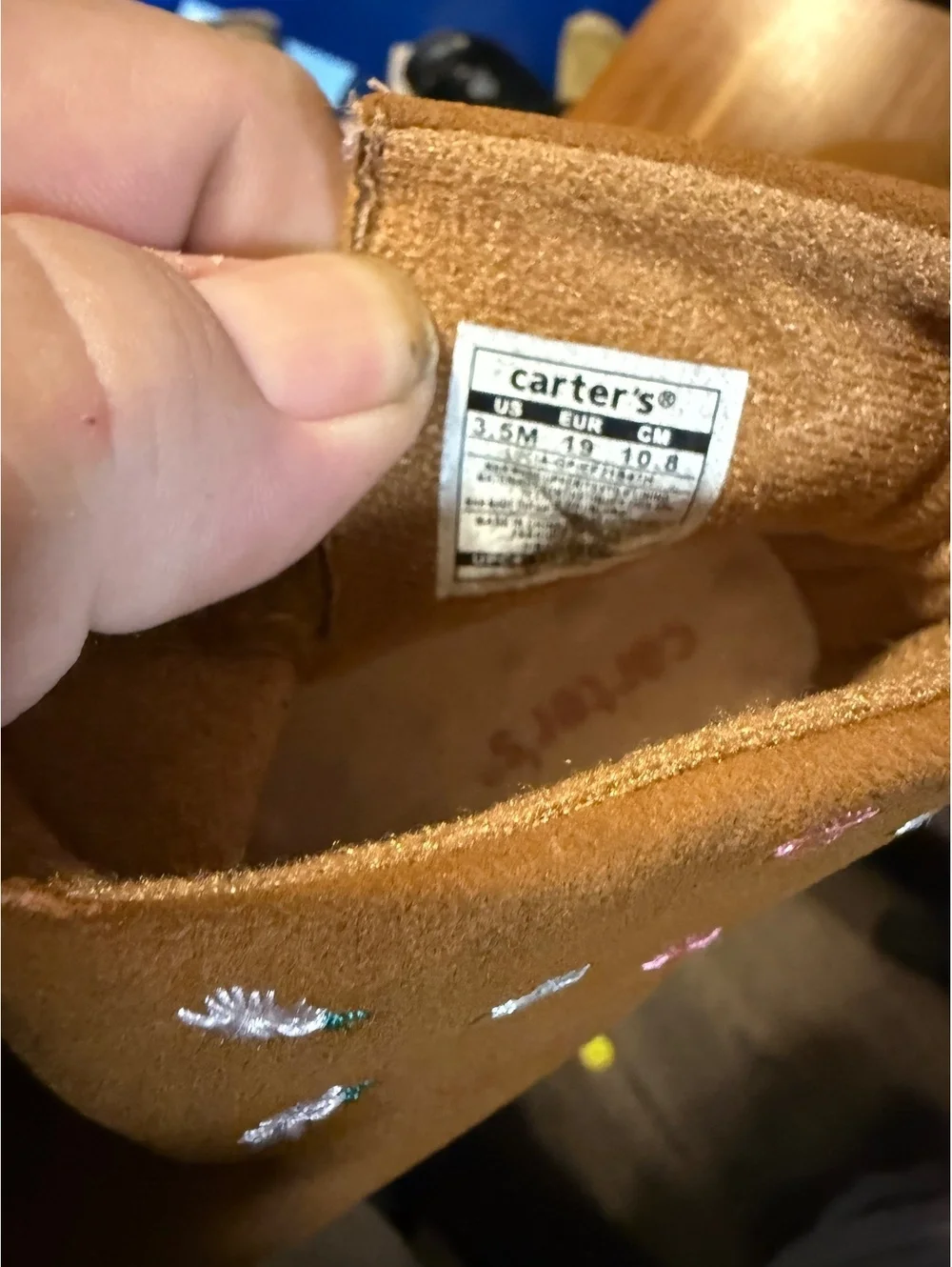 Carter's Toddler Girls Brown Suede Boots with Floral Embroidery Size 3.5M
